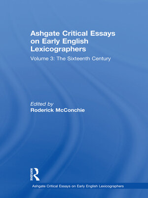 cover image of Ashgate Critical Essays on Early English Lexicographers
